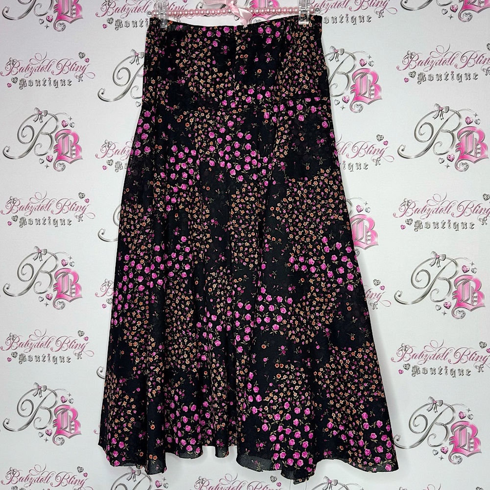 Skirt/dress mesh floral flowers purple orange black stretchy beach handmade